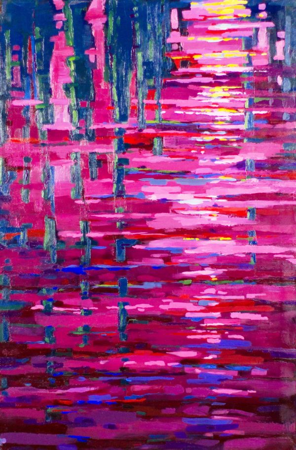 Reflections in Pink <br> 32" x 48" Oil and Wax on Panel