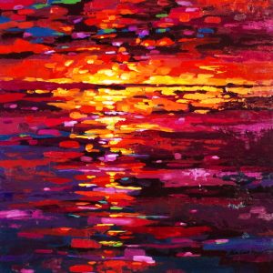 Reflections in Red <br> 24" x 24" Oil and Wax on Panel