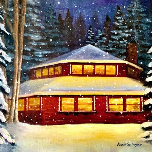 Winter Cabin  <br> 11" x 14" Oil on Canvas