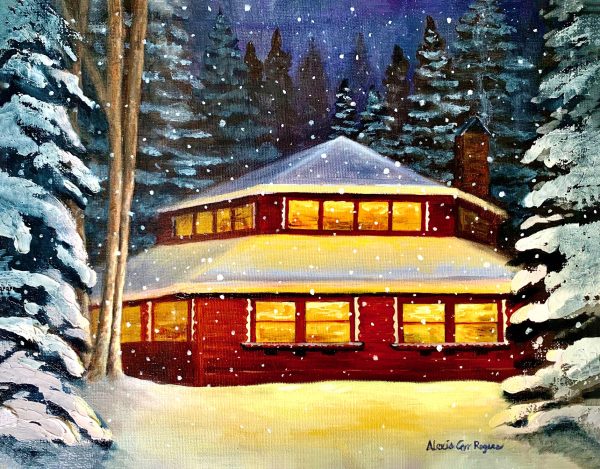 Winter Cabin  <br> 11" x 14" Oil on Canvas